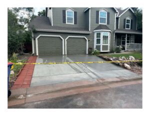 Freshly poured concrete driveway